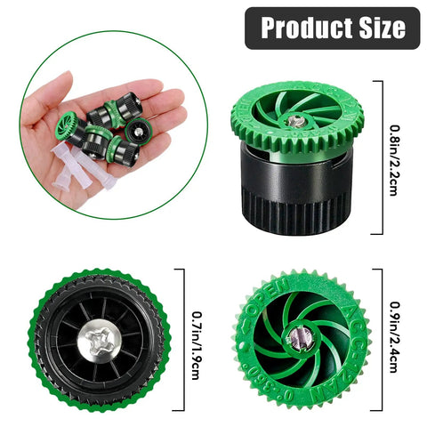 10 Pack Variable Arc Sprinkler Nozzles for 360 Degree Pop Up Sprinklers Replacement Adjustable Spray Heads in LawnGreen color
