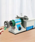 750W Variable Speed Bench Grinder And Badass Heavy Duty Shop Rig For Jewelry Polishing And Stone Carving With Hella Precision Lapidary Saw And Sweet Finishing Touch Ups To Get The Job Done Right, showing motor, polishing disc, and jade piece.