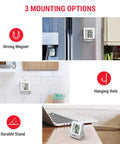 Indoor Outdoor Wireless Thermometer With 500 Feet Range For Your Patio Greenhouse Reptile Enclosure And Baby Room Temperature Sensor showing three mounting options