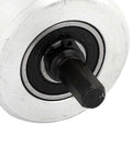 Close-up of Beefed Up Nibbler Cutter Drill Attachment with black silver tone double head and 27mm shank for metal sheets.