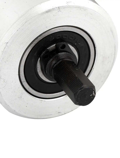 Close-up of Beefed Up Nibbler Cutter Drill Attachment with black silver tone double head and 27mm shank for metal sheets.
