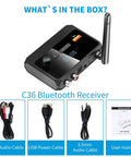 Bluetooth 5.3 Receiver For Home Stereo And Speakers With RCA Optical And 3.5mm AUX, includes cables and user manual