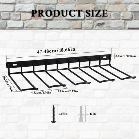 Dimensions of Power Tool Organizer Wall Mount and Drill Holder 2 Pack Black Steel Racks for Garage Holds Four Tools 80 Lb Capacity