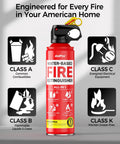 Badass Home And Car Fire Extinguisher Six Pack Certified For Kitchen And Garage A B C K Rated with class labels for fire types.