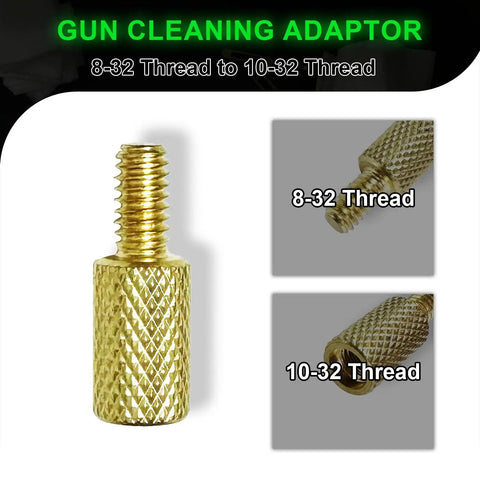 Brass Rifle And Handgun Cleaning Rod Adapter Kit With Three Thread Adapters For Bore Brushes 5-40 To 8-32 8-32 To 10-32 And 8-32 To Five Sixteenths Twenty Seven Female Threads For 22 Caliber And 12 Gauge Bore Cleaning Gear, 8-32 to 10-32 brass adapter