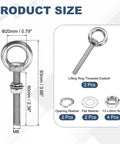 Heavy Duty M8 X 60mm Eye Bolts Set In 304 Stainless Steel With Lock Nuts And Flat Washers 2 Pack Lifting Eye Bolts For Hanging