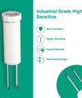 Industrial Grade Digital Soil pH Meter With No-Hassle Calibration-Free LCD Display, Double Needle Stainless Probes, Front View