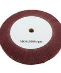 Top Tier Nylon Fiber Flap Polishing Wheel For Curves And Tight Spots Non Woven Abrasive Buffing Disc Delivers Shadow Free Finish On Wood And Metal Surfaces At 250mm Size, close-up view of a 250mm abrasive disc.