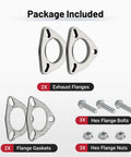 Heavy Duty 3 Bolt Exhaust Flange Upgrade Kit Crafted From Premium 304 Stainless Steel With Gaskets And Hardware for seamless connections.