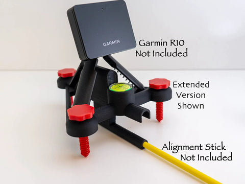 Rock Solid Golf Launch Monitor Stand With Quick Height Adjustments From Quarter Inch To Two Inches, showing extended version.