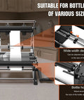 Hand Crank Bottle Labeling Machine Adjustable For Glass Metal Round Zp-50W showing adjustable width for various label sizes.