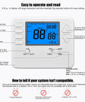 Non-Programmable Heat Pump Thermostat For Home Use Up To 2 Heat And 1 Cool with blue backlit screen and control buttons