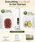 Handheld Food Vacuum Sealer Cordless Compact Sealer With 30 Reusable Bags Keeps Food Fresher Longer Quickly Removes Air