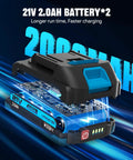 21V 2.0Ah battery for Cordless Three Eighths Inch Electric Ratchet Wrench With Beefy 66 ft-Lbs Torque, set of two batteries