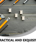 Plastic Caster Socket Inserts 10-Pack, Swivel Caster Stem Sleeves For Office Chair Feet, shown among tools on a wooden surface.