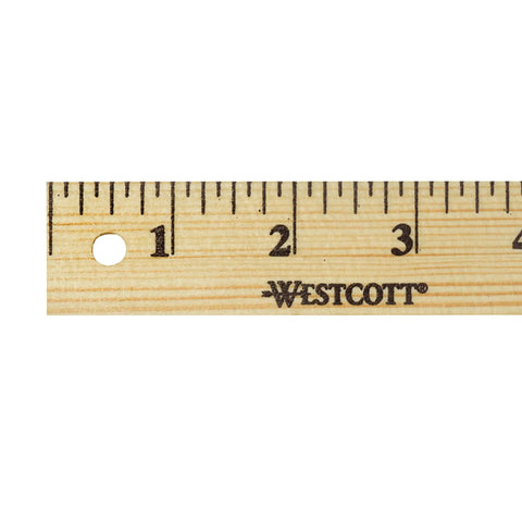 Close-up of Go To 36 Inch Wood Yardstick With Dual Sided Scales And Clear Lacquer Finish showing measurements