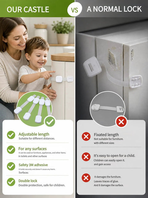Comparison of No Drill Cabinet Locks With 3M Adhesive For Childproofing Fridge, Toilet, Microwave And Washer, Anti Pinch Latches, Easy Reposition, Pink Pack Of 10 Today against traditional locks