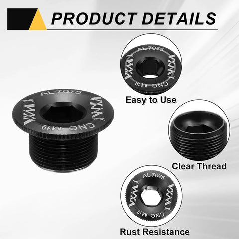 Crank Cover Screw Set M19 For Mountain Bikes Aluminum Alloy Crank Fixing Bolt Arm Screw Rustproof Black Finish