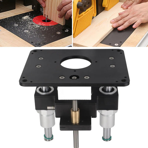 Premium Aluminum Router Lift System Delivering Butter Smooth Height Tweaks For Flawless Tenoning And Grooving Builds Solid Black Finish.