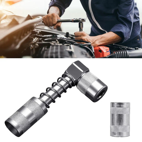 Right Angled Grease Coupler Adapter Tool For Hard To Reach Machinery Components Pro Grade Alloy Steel Fitting For Autos Motorcycles And Industrial Equipment Lubrication, 90-degree tool