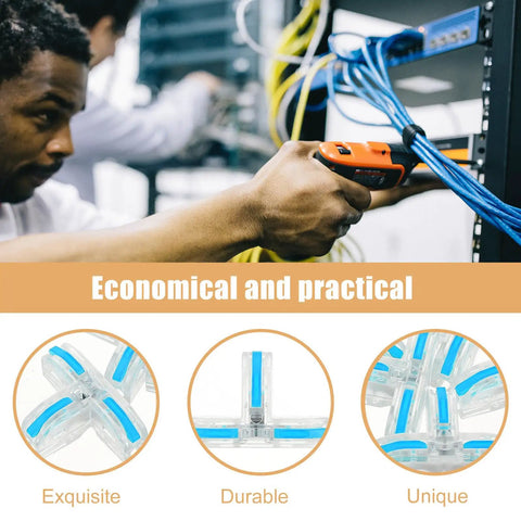 Top Tier T-Type Copper Wire Terminals With Insulated Nylon Sleeves For Quick Solderless Electrical Connections And Safe Splicing On Computer Cables And Household Wiring Kits, blue wire splice