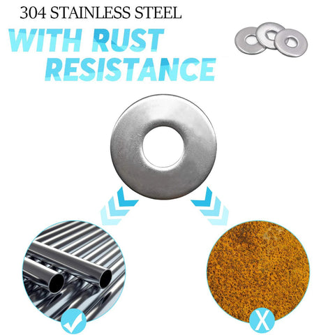 Front view of stainless steel Fender flat washer, 1 in OD, 3/8 in ID, 0.080 in thick, 50 pcs (304/18-8).