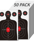 Silhouette Paper Shooting Targets For Range Day Ready 14x22 Inch Red Bullseye Targets For Handgun Pistol Rifle BB And Airsoft 50 Pack