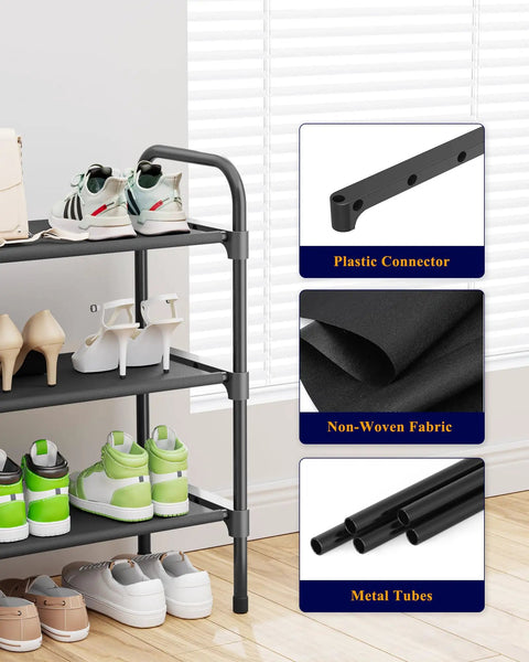 Super Spacious Three Tier Shoe Rack For Closet Organization Extra Long Black Storage Holder Fits Multiple Sneakers And Boots Total Floor Savers You Are Gonna Love
