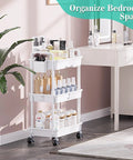 Three Tier Rolling Cart With Removable Drawer And Lockable Wheels For Bathroom Kitchen Office Craft Makeup And Baby Essentials White Space Saver Great For Small Spaces And Daily Use