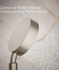 Purist Four Function Handheld Showerhead With Nonpositive Shutoff Full Coverage Spray Pulsating Massage And Silk Spray 1.75 GPM Flow Vibrant Brushed Nickel Finish Built For Easy Daily Showers spraying water