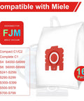Upgraded 3D Airclean FJM Vacuum Bags 16 Pack with 4 Motor Protection Filters and 4 AirClean Filters for C1 C2 and S Series Models