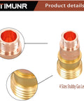 Close-up of Pro TIG Welder Kit 22 Piece Set With Stubby Gas Lens for WP 17 18 26, showing copper and brass construction.