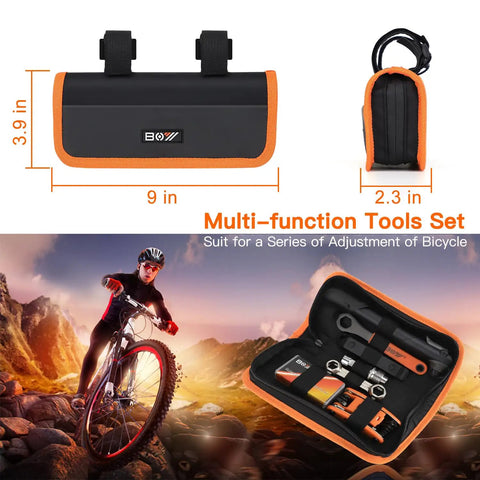 On The Go Bike Repair Kit With Mini Pump And Glueless Patches For Road Mountain And Travel 16 In 1 Multitool Portable Set