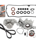 Premium Timing Belt Kit With Oil Water Pump For Honda Accord Acura Tsx 3.5 V6 Engine Helps Cool Fixes Leak Heat Save Labor Cost Install Yourself With Oem Parts Max Durability Safety Stop Noise Grinding Drive Farther No Worry. timing belt kit, water pump, seals, and gaskets laid out