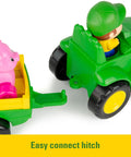 Animal Sounds Wagon Ride Musical Tractor Toy Set for Toddlers, includes push along tractor, farmer figure, and pig in wagon
