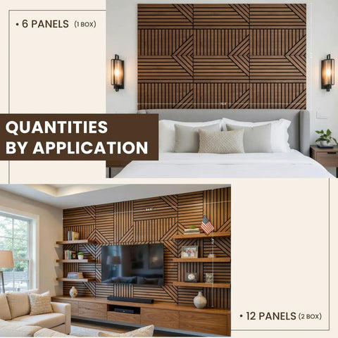 Top Shelf Acoustic Wall Panels Six Pack 24X24 Inch High Density Polyester Sound Dampening Boards in stylish bedroom and living space.