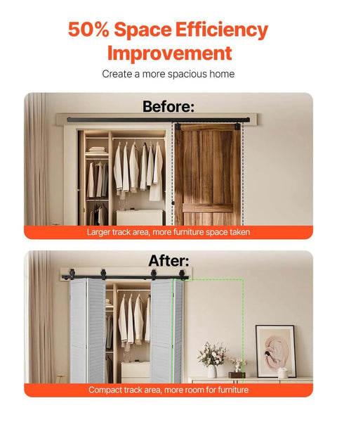 Heavy Duty Bi Folding Sliding Barn Door Hardware Track Kit Fits Four 15 Inch Closet Pantry Or Laundry Doors installed view