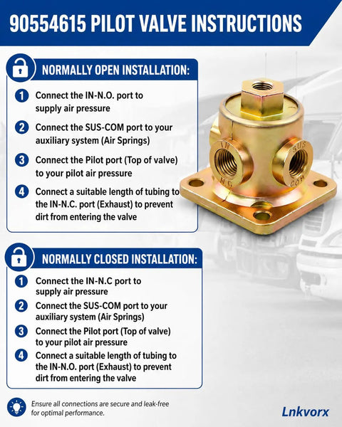Heavy Duty 3 Way Pilot Valve For Air Ride Suspension Straight Bolt On Boss With Eighth And Quarter Npt Ports Built Damn Tough For Smoother Rig Operation And No Sweat Maintenance