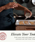Person using Quarter Sheet Pan For Home And Pro Kitchens, Commercial Grade Aluminum Bakeware, 9.5 By 13 Inches, 1 Inch Deep for baking.