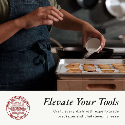 Person using Quarter Sheet Pan For Home And Pro Kitchens, Commercial Grade Aluminum Bakeware, 9.5 By 13 Inches, 1 Inch Deep for baking.