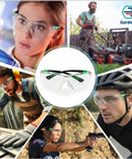 Rock Solid Pair Of Uv Shielding Safety Glasses With Anti Fog Scratch Proof Wraparound Lenses Perfect For Work Sports Yard Chores Or Driving Featuring Ansi Z871 Standard Comfortable Nose Guard And Flexible Temples For Daily Driver displayed on various users