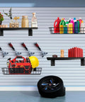 8 Pack Wood Slatwall Shelves With Heavy Duty Metal Brackets For Garage And Home Organization Built Tough As Nails For Everyday Use 23.6 By 11.8 Inches Slatwall Shelf System Durable Wall Mounted Storage Racks with assorted items displayed.
