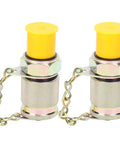Strong Hydraulic Test Adapter Tool For High Pressure Monitoring Sampling Where You Need Zero Leak Free During Work With M14 And M16 Specs Fit For Shop Pros Who Want Quick Fixes And Solid Jobs Anytime They Hit The Line. Two yellow cap hydraulic adapters with chain caps