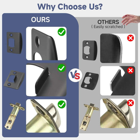 Comparison of matte black and standard door locks, highlighting benefits of Privacy Door Lock Set 10 Pack Matte Black Keyless Door Handles.