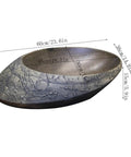 USZWBY Bathroom Vessel Sink, Undermount Sink Countertop Sink Ceramic Vessel Sink Stone Texture Bathroom Sink, unique oval design with measurements.