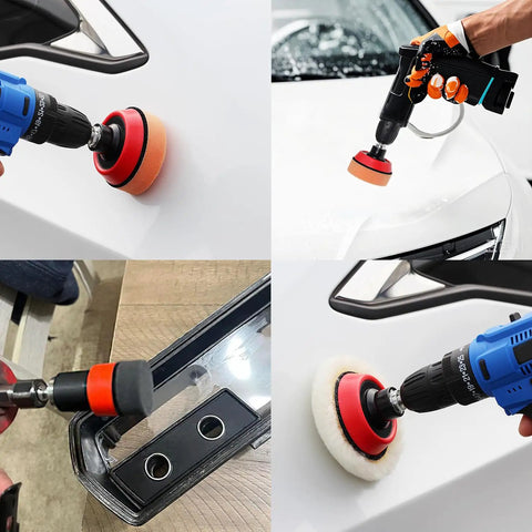 Go To Car Detailing Kit With Foam Polishing Pads And Wool Buffing Pads For Headlights And Body Polishing Buffing Wheels