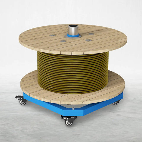 Rugged Heavy-Duty 1000 Lb Cable Reel Turntable With Portable Wire Spool Rack Lockable Wheels 20x20 In Spool Holder