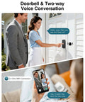 Person using Video Smart Lock with Camera 2K HD, Keyless Entry, Rechargeable Battery, App Control, Fingerprint ID on front door