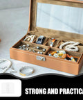 10 Pack Acrylic Folding Hinges For Jewelry Boxes And Display Cases shown with jewelry box in the background