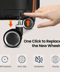 Expandable hardside luggage set with replaceable spinner wheels